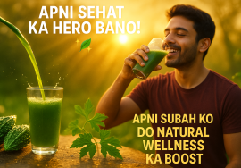 Apni sehat ka hero bano! Karela juice se le lo apni subah ko ek natural wellness ka boost.